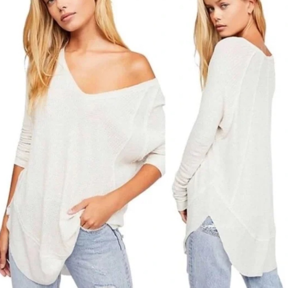 We The Free White Knit Women's Long Sleeve Top